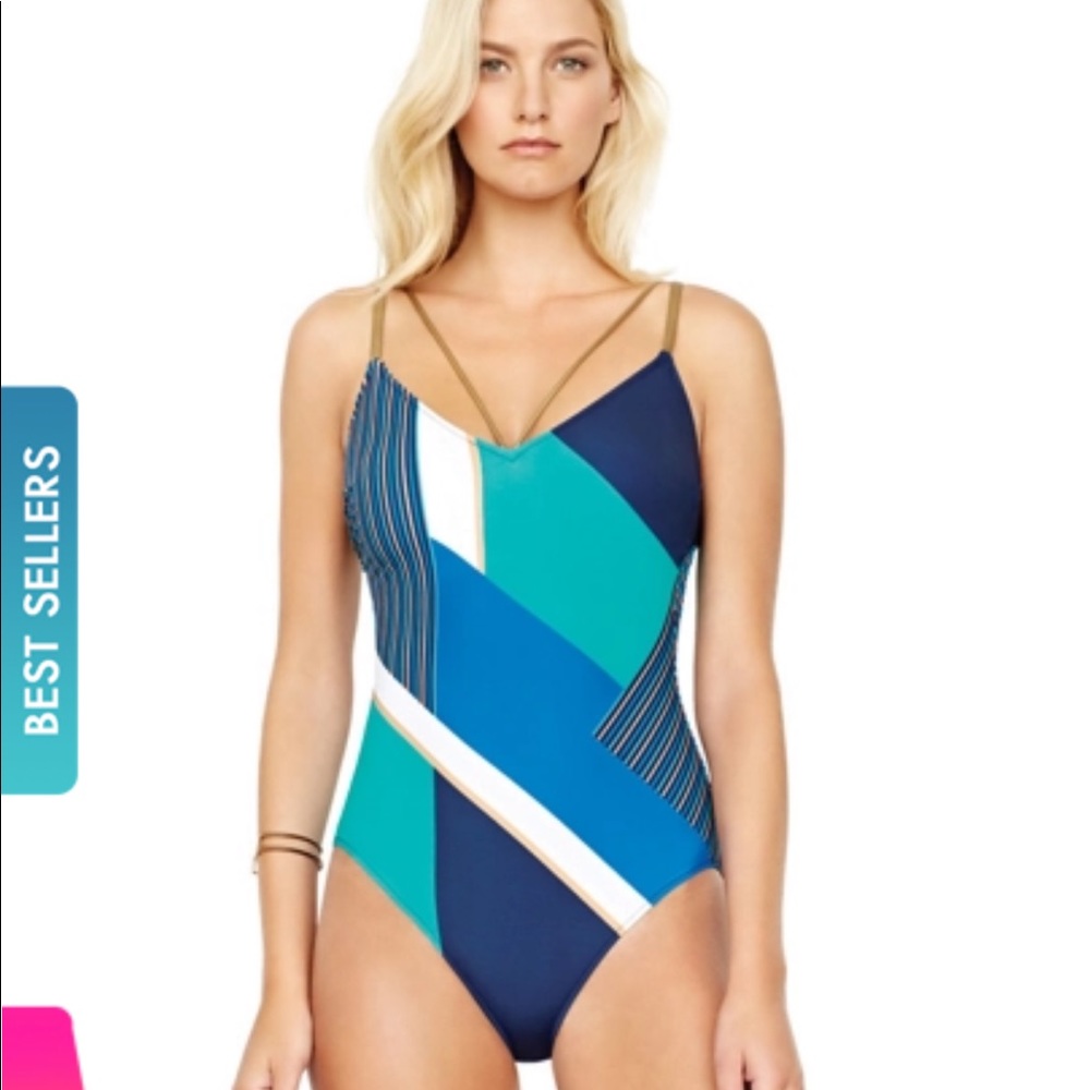 NWT blue v neck swimsuit